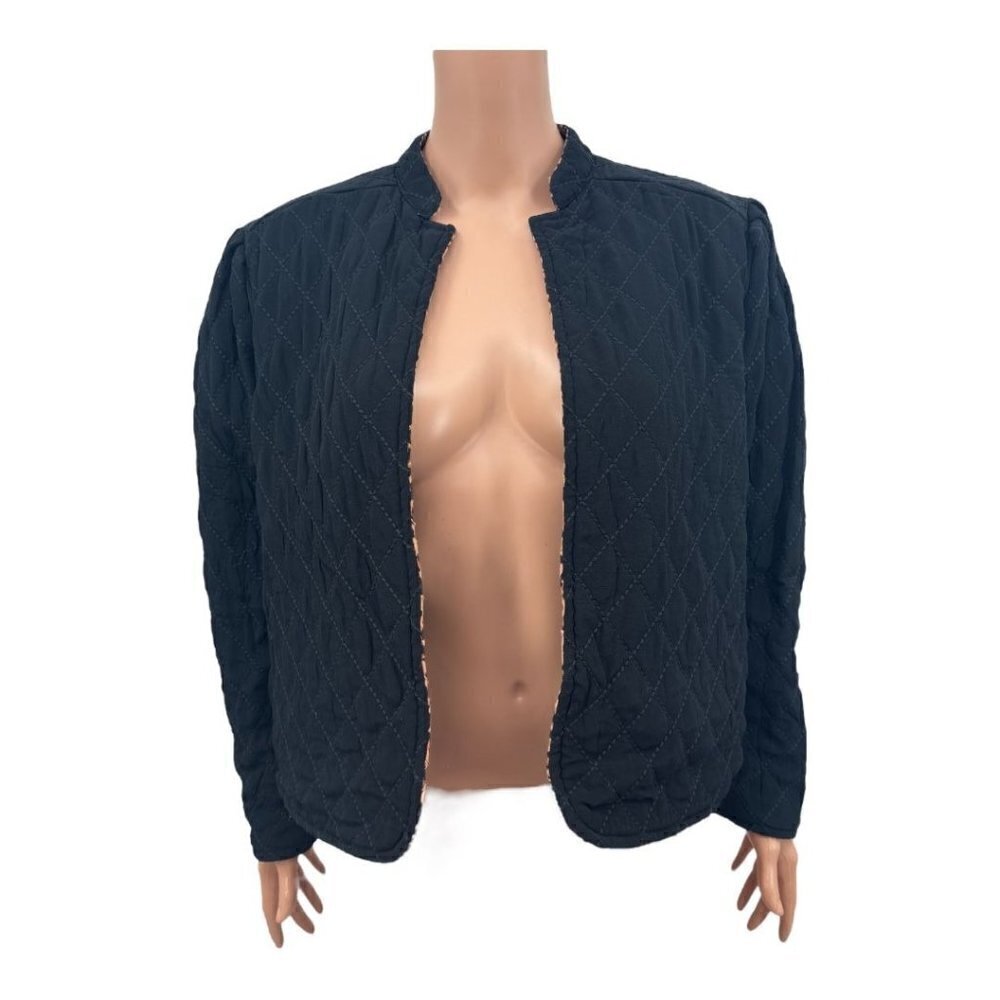 Something Navy Leopard Black Reversible Quilted J… - image 10